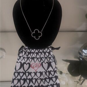 Elegant  Brighton Jewelry Silver Necklace with reversible Clover Pendant